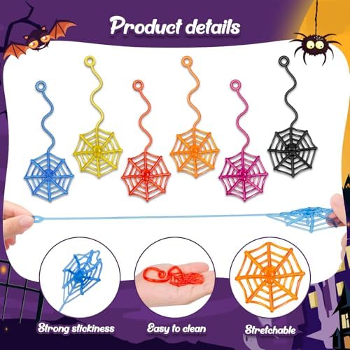 30 Pcs Sticky Spider Web Sticky Hands for Kids Bulk Halloween Party Favors Decorations,Spider Webs for Classroom Prizes Halloween Gifts Goodie Bags Stuffers Pinata Stuffers for Boys Girl