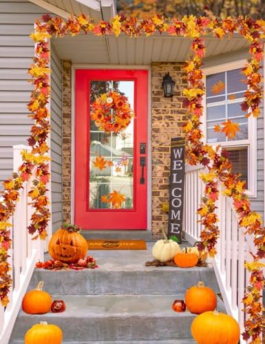 WOHOHOHO 6 Pack Fall Garland Maple Leaf Decorations, 5.9 Ft 72 Leaves Each