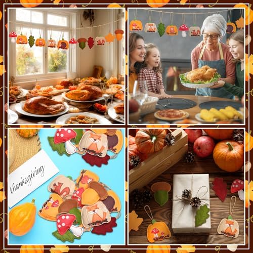 Smoothnovelty 12 Pcs Fall Felt Ornaments Thanksgiving 3D Hanging Tree Decor