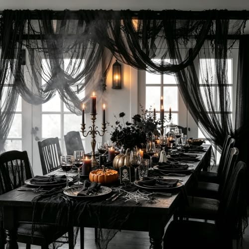 6 Pack Creepy Cloth 30 x 72 Inch, Spooky Halloween Polyester Decorations Scary Gauze Cloth Doorways Indoor Halloween Decorations Outdoor Yard Home Wall Decor