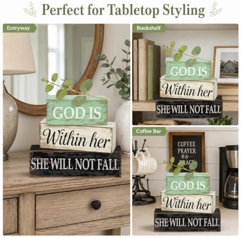 Christian Table Decor for Home, Inspirational Religious Gifts for Women
