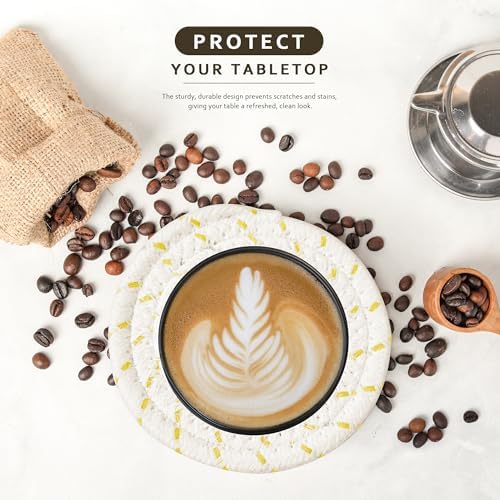 Lazebox Coasters Set of 8 for Drinks, 4 Inch Large Coasters for Coffee Table, Tabletop Protection for Hot & Cold