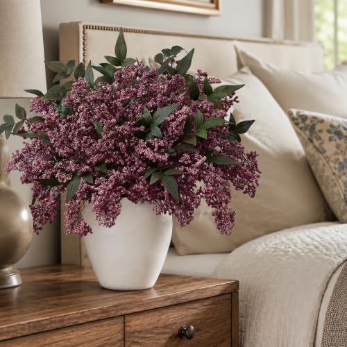 12Pcs 17In Faux Berry Stems, Artificial Nandina Branches Fall Decor