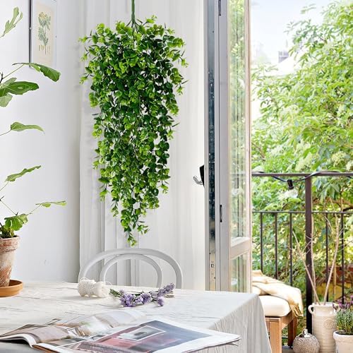 Waipfaru 4Pcs Fake Hanging Plants 2.7FT Fake Plants Fake Vines Greenery