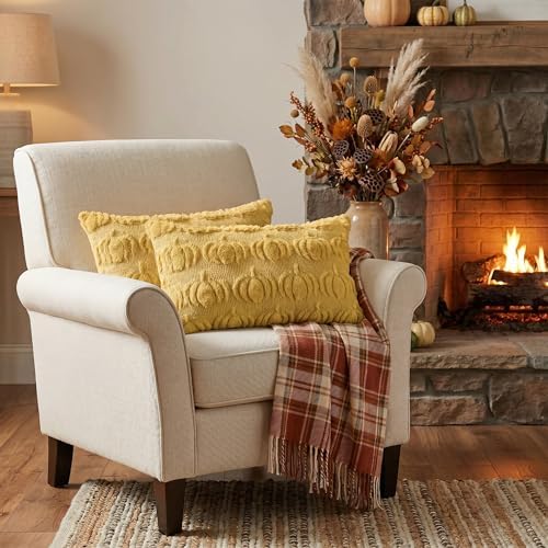 AVOIN colorlife Yellow Fall Pumpkin Throw Pillow Covers 12x20 Inch