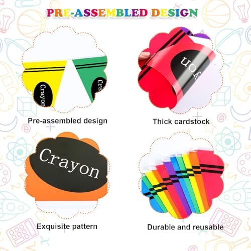 Vitalcozy 5 Pcs 49 ft Crayon Classroom Decorations Back to School Banners