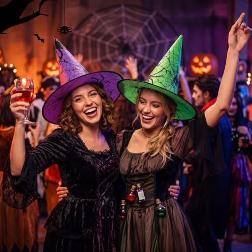 Suhine 12 Pcs Halloween Witch Hat Decor