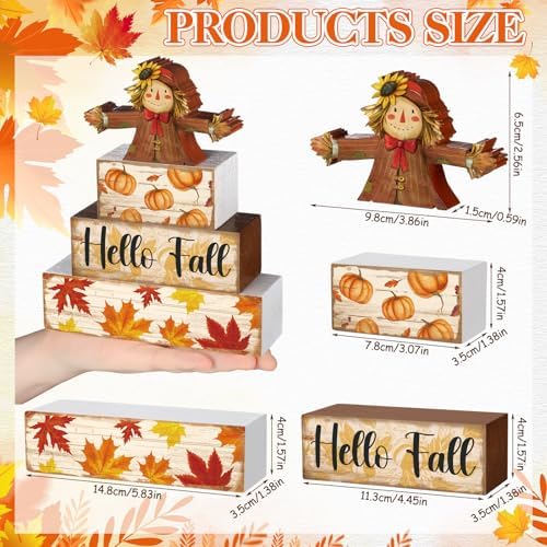 4 Pcs Fall Scarecrow Tiered Tray Decor Scarecrow Pumpkin Wooden Sign