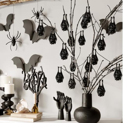 Civaner 50 Pcs Halloween Mini Brass Figurine Miniature, Bat