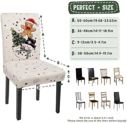 Christmas Chair Covers Set of 6 Gingerbread Xmas Tree Parsons Slipcovers