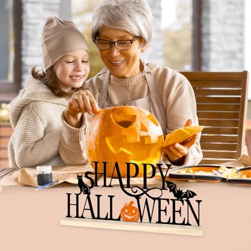 Metal Happy Halloween Sign Decorations for Home Party Shelf Mantel