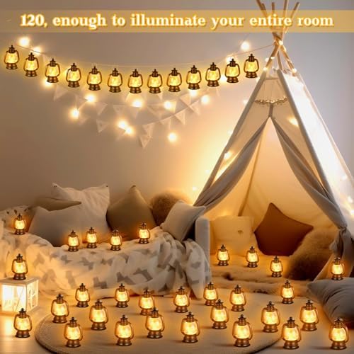 Ferraycle 120 Pcs Mini Lanterns Bulk 4 Inch Black Lamp Table Centerpieces