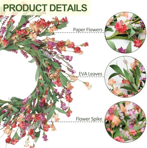 Artgar Front Door Wreath 24 Inch Spring/Summer Wreaths for Front Door