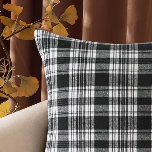 MIULEE Halloween Plaid Pillow Covers Scottish Tartan 16x16 Black and White