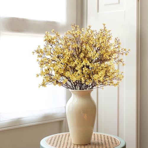 8Pcs Artificial Babys Breath Flowers Real Touch Fake Gold Flower Decoration