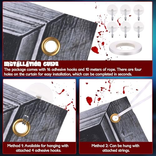 SmoothNovelty 4 Pack Halloween Ghost Curtain Window Decorations Silhouette