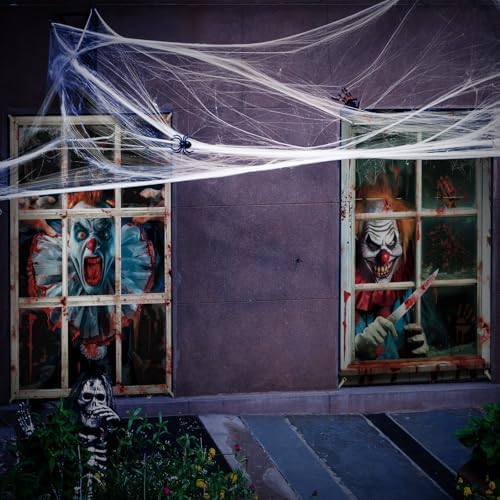Newwiee 2 Pcs Scary Halloween Curtain Window Silhouette Cover, Clown