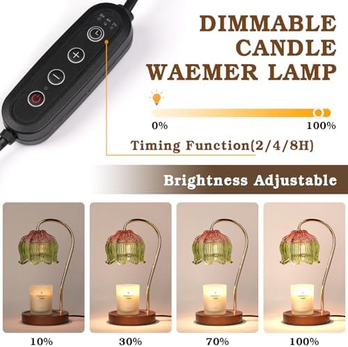 Funistree Glass Candle Warmer Lamp with Timer, Electric Candle Warmer Lamp, Graduation Birthday Gifts for Women Girls