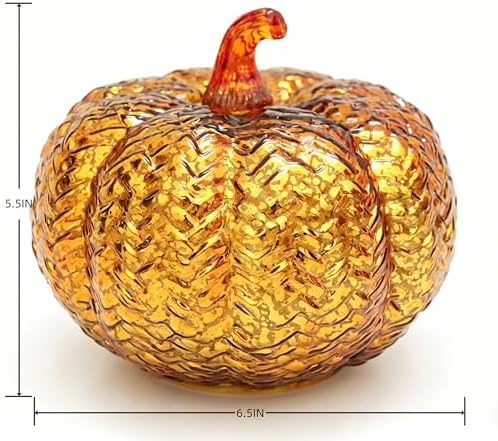 Fall Decorations for Home,Mercury Glass Pumpkin Lights with Timer(Orange)