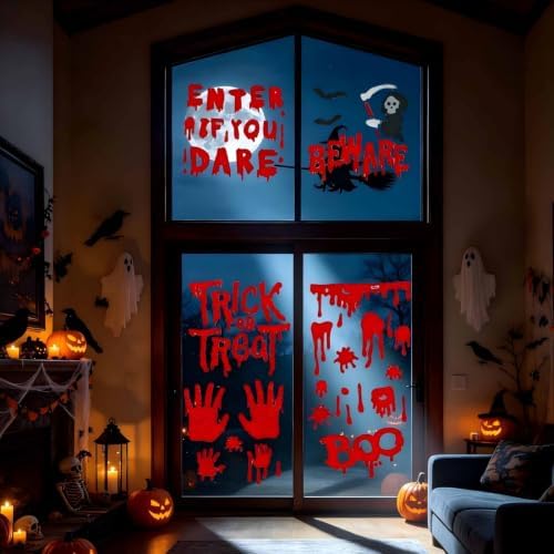 Gift&Fun 6Sheets Halloween Gel Window Clings Decor, 7.9 x 7.9 inches
