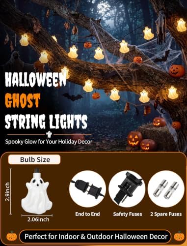 Halloween Ghost String Lights 8.5FT 10 White Ghost Lights for Party Decor