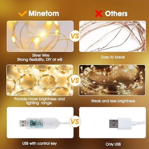 Minetom Curtain Lights, 300 LED Dimmable Twinkle Fairy Lights, 8 Modes