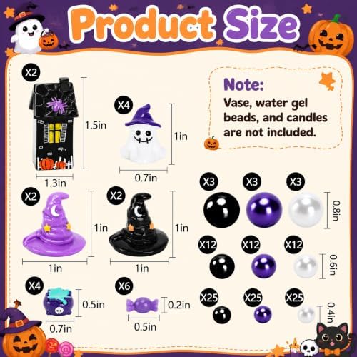 Halloween Floating Vase Filler Kit, Purple Black Floating Candle Filler