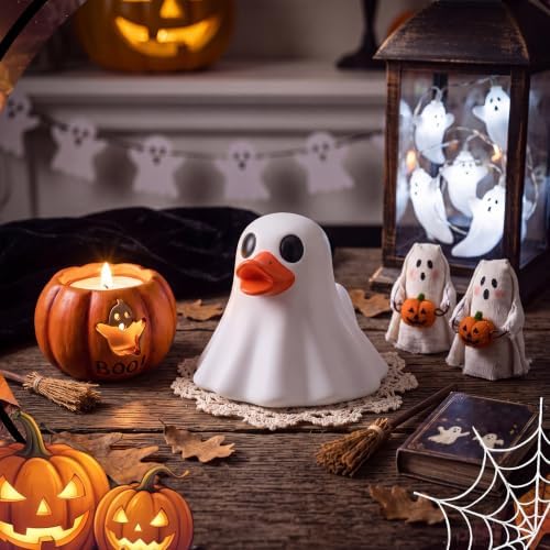 RattanView Halloween Ghost Duck Figurine Mini Resin Decoration Gift