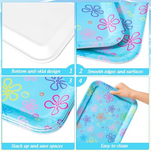 JarThenaAMCS 3Pcs Cartoon Sponge Serving Trays Under the Sea Flower Bubble Reusable Serving Dishes Melamine Platter Party Decoration for Ocean Birthday Party Sharing Snacks Fruit Dessert, 13 x 10 Inch
