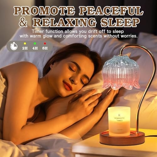 Funistree Flower Candle Warmer Lamp with Timer, Dimmable Candle Lamp Warmer, Christmas Birthday Gifts for Women Mom