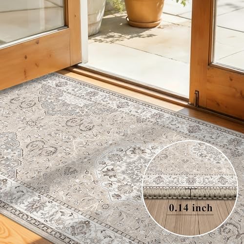 Hallway Washable Runner Rug - 3x10 Kitchen Rugs Entryway Rug Runner Vintage Soft Floor Mat Non Slip Indoor Farmhouse