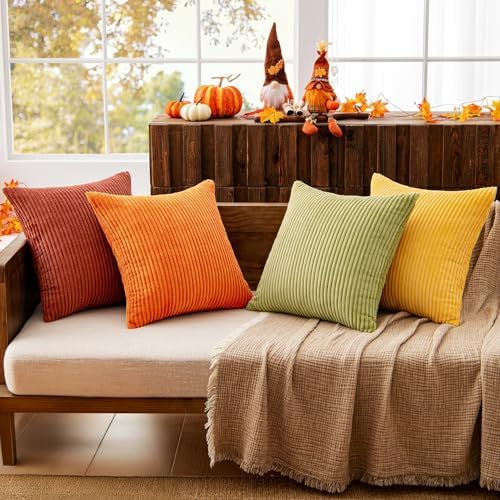 MIULEE Fall Decorative Throw Pillow Covers Yellow Orange Rust 20x20