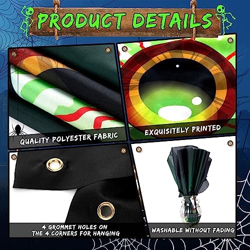 Preboun 2 Pcs Halloween Green Eyes Window Decoration Scary Spooky Halloween Window Silhouette Cover Curtain Decoration for Home Indoor Outdoor