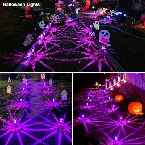 Halloween Solar Lights Outdoor 10 Pack LED Purple Pathway Lights