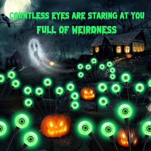 ASMAD Halloween Decorations Outdoor Solar Scary Eyeball Lights,8Pack 64LEDs