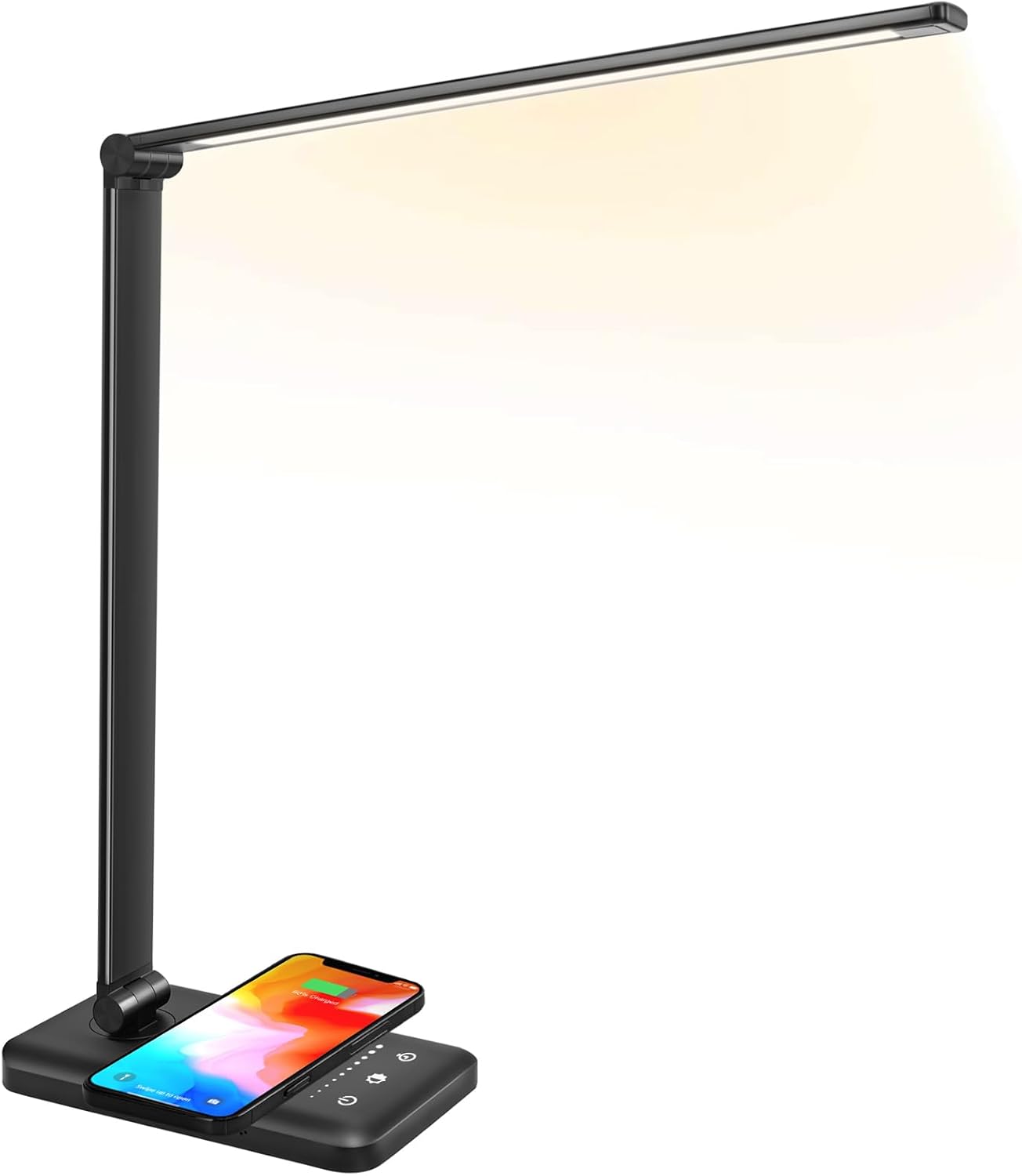 LED Desk Lamp with Wireless Charger, USB Charging Port, 10 Brightness, 5 Color Modes, Desk Lamps for Home Office