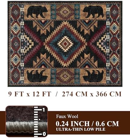 YIHOUSE 9x12 Western Cabin Area Rugs for Living Room