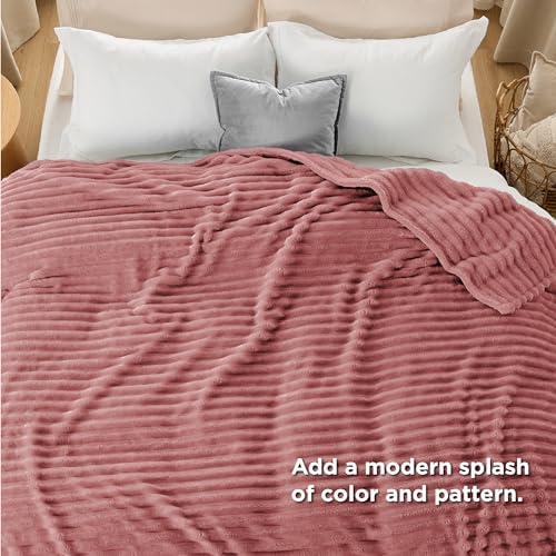 Bedsure Soft Cal King Size Blanket for Bed Dusty Pink 102"x96"