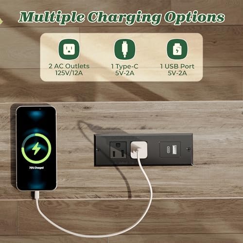 SUPERJARE 78.8 inch Narrow Behind Couch Table with 2 Charging Stations