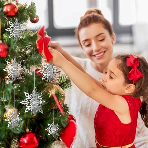 Hanging Snowflakes from Ceiling, Silver Christmas Ornaments