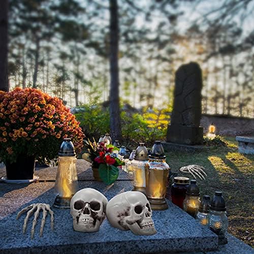 Sumind 8 Pcs Halloween Skeleton Hands Mini Skulls, Plastic Fake Decor