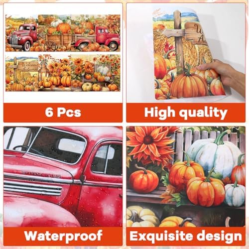 Fall Placemats Set of 6 Thanksgiving Pumpkin Plastic Table Mat 17×13×0.04in