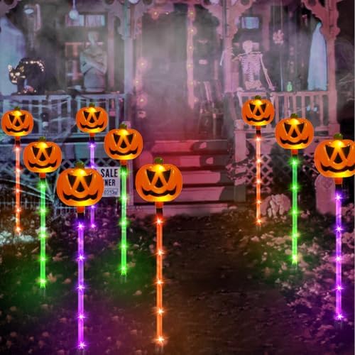 6 Pack Solar Pumpkin Lights Outdoor Waterproof for Halloween Decorations