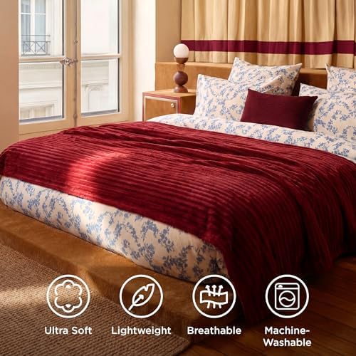 Bedsure Soft Queen Size Blanket for Bed Red 90"x90"