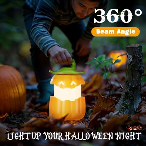 EverBrite 3-Pack Halloween Collapsible Pumpkin Lantern, Two Color Changing