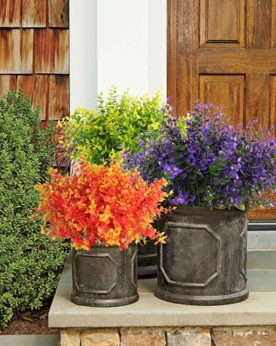 RECUTMS Artificial Fake Outdoor Plants Flowers for Spring Decoration 8Pcs