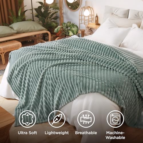 Bedsure Soft Queen Size Blanket for Bed Sage Green 90"x90"