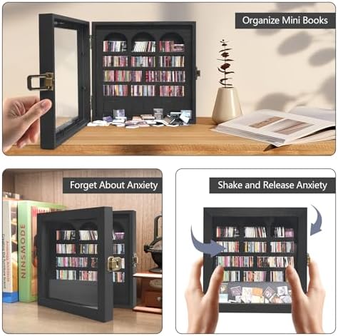 Anxiety Bookshelf Mini Books Display, Black