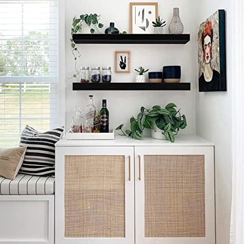 QEEIG Long Floating Shelves for Wall (Black, Set of 2, 35.4")