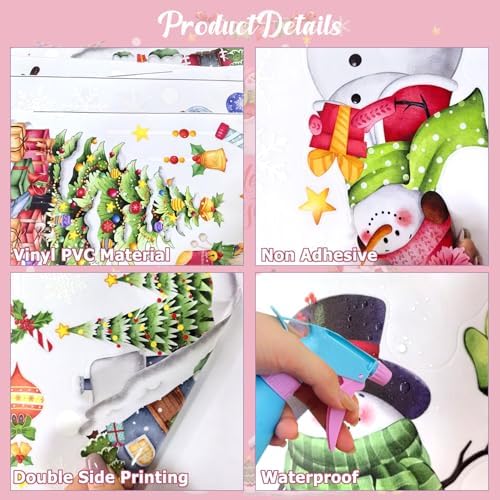 9 Sheets Snowman Window Clings Double-Sided Christmas Glass Decor